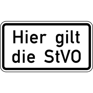 Zusatzzeichen VZ 2803 Zusatzschild Hier gilt die StVO Zusatzzeichen VZ 2803
