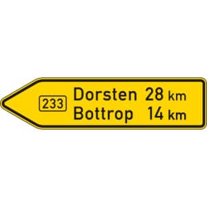 Zusatzzeichen VZ 415-10 VZ 415-10 Pfeilwegweiser auf Bundesstraßen