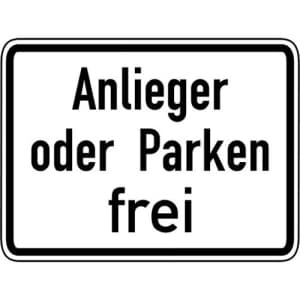 Zusatzzeichen VZ 1020-31 Anlieger oder Parken frei Zusatzschild mit VZ 1020-31