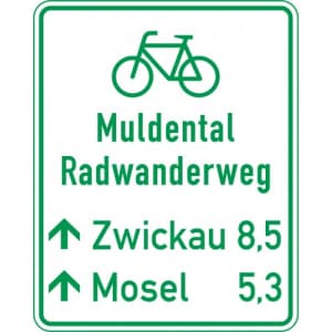 Radwegschild - Tabellenwegweiser