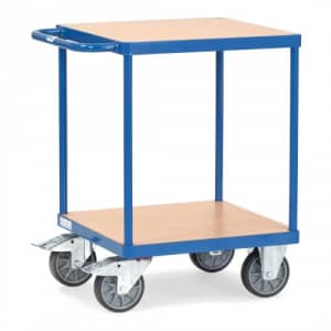 Schwerer Tischwagen mit 2 Holzböden (quadratisch) - Tragkraft 500 kg