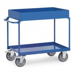 Tischwagen mit 2 Stahlblechwannen - extra hoher Rand - Tragkraft 400 kg