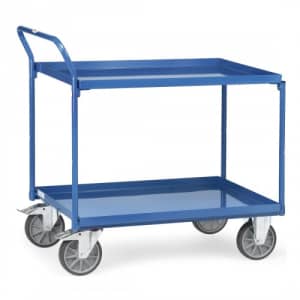 Tischwagen mit 2 Stahlblechwannen und schrägem Schiebegriff - Tragkraft 400 kg