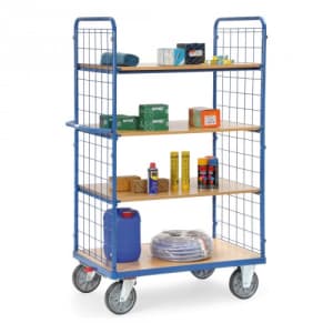 Etagenwagen mit 4 Böden und Drahtgitterwänden - Tragkraft 600 kg