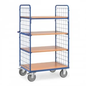 Etagenwagen mit 4 Böden und Drahtgitterwänden - Tragkraft 600 kg