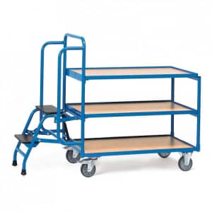 Kommissionierwagen mit 3 Böden und Trittstufen - Tragkraft 250 kg