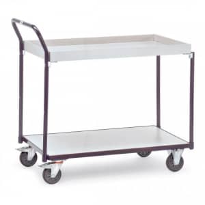 ESD-Tischwagen mit 1 Boden, 1 Kasten und schrägem Schiebegriff - Tragkraft 300 kg