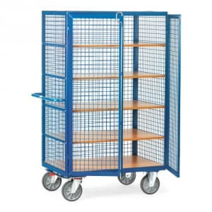 Kastenwagen mit Drahtgitterwänden und Doppel-Flügeltür mit Stangenverschluss - Tragkraft 750 kg
