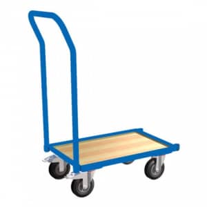 Eurokasten-Roller mit Holzbodenplatte, Rand und Schiebebügel - Tragkraft 250 kg