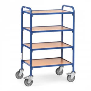 Beistellwagen mit 4 Holzbodenetagen - Breite 740 mm - Tragkraft 250 kg