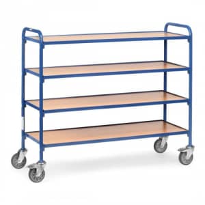 Beistellwagen mit 4 Holzbodenetagen - Breite 1360 mm - Tragkraft 250 kg