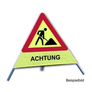 Faltsignal - Baustelle mit Text: ACHTUNG