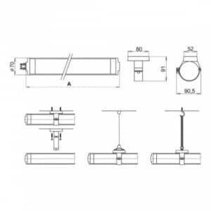 EX-Rohrleuchte X-LUX CLASSIC (Wand-/Deckenaufbau)