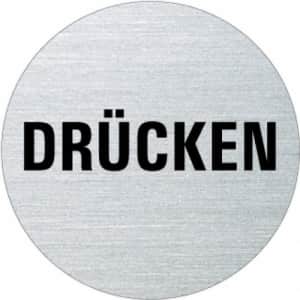 Textschild - Drücken (rund)