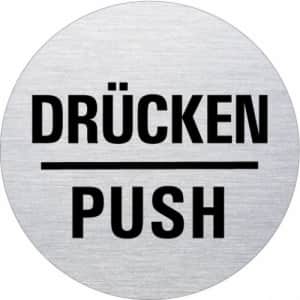 Textschild - Drücken/Push (rund)