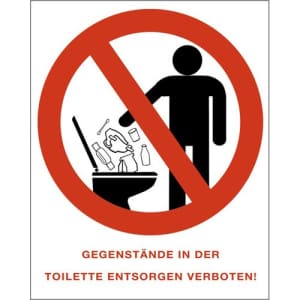 Kombischild Gegenstände in die Toilette werfen verboten