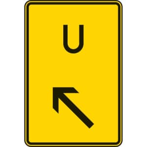 VZ 4551-12 Ankündigung oder Fortsetzung der Umleitung, links einordnen (Verkehrsschild Nr. 455.1-12)