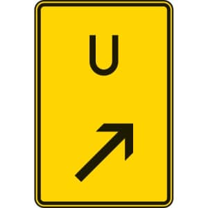 VZ 4551-22 Ankündigung oder Fortsetzung der Umleitung, rechts einordnen (Verkehrsschild Nr. 455.1-22)