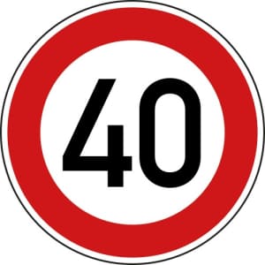VZ 274-54 VZ 274-54 - Höchstgeschwindigkeit 40 km/h Schild