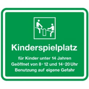 Kinderspielplatz - geöffnet von 8-12 und 14-20 Uhr