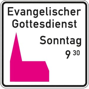 Kirchenschild - rosa Piktogramm