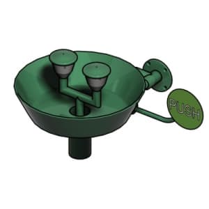 Augendusche mit zwei Brauseköpfen und Auffangbecken (Wandmontage Aufputz)