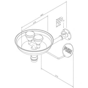 Augendusche mit zwei Brauseköpfen und Auffangbecken (Wandmontage Aufputz)