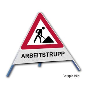 Faltsignal - Baustelle mit Text: ARBEITSTRUPP