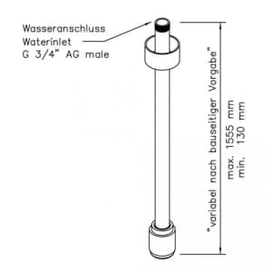 Variable Notdusche ohne Betätigung (Deckenmontage Unterputz)