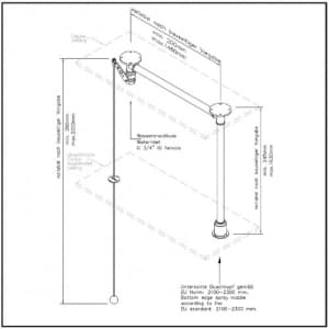 Variable Notdusche mit Zugstange für abgehängte Decken (Deckeneinbau)