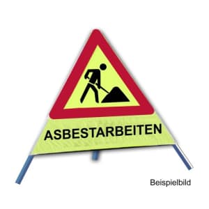 Faltsignal - Baustelle mit Text: ASBESTARBEITEN