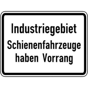 Zusatzzeichen VZ 1008-32 VZ 1008-32: Industriegebiet, Schienenfahrzeuge haben Vorrang
