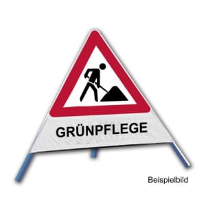 Faltsignal - Baustelle mit Text: GRÜNPFLEGE