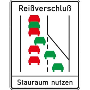 Hinweistafel Reißverschluss Hinweistafel Reißverschluss