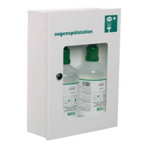 Augenspülstation MAXI mit 2 Flaschen in Augenspülschrank