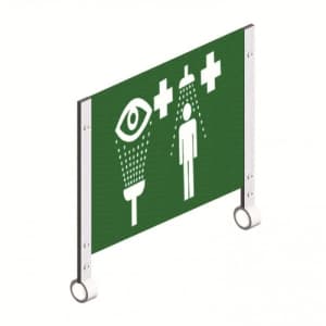 Hinweisschild Not-/Augendusche mit Edelstahlbefestigung, für Industrie-Notduschen
