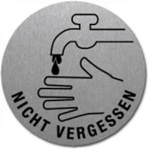 Textschild + Symbol - Händewaschen nicht vergessen (rund)