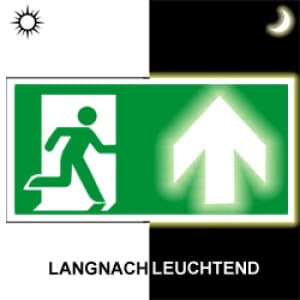 Rettungsweg nach oben nach ISO 7010 (E 002), ISO 3864, ISO 16069