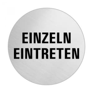 Textschild - Einzeln eintreten (rund)
