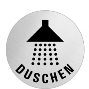 Textschild+Symbol - Duschen (rund)