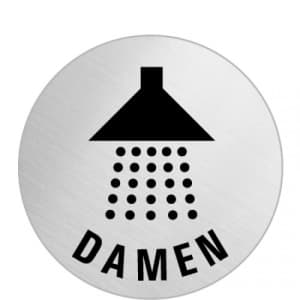 Textschild+Symbol - Dusche Damen (rund)