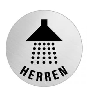 Textschild+Symbol - Dusche Herren (rund)