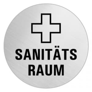 Textschild+Symbol - Sanitätsraum (rund)