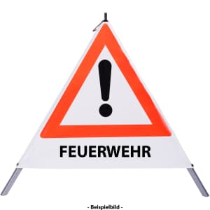 Faltsignal - Gefahrenstelle mit Text: FEUERWEHR