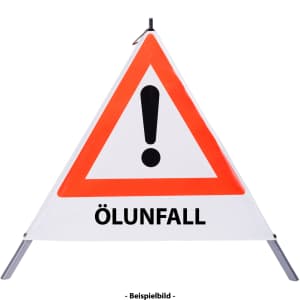 Faltsignal - Gefahrenstelle mit Text: ÖLUNFALL