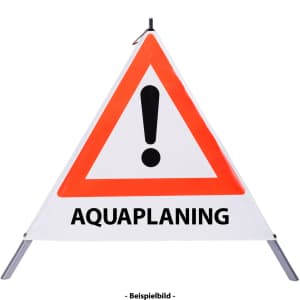 Faltsignal - Gefahrenstelle mit Text: AQUAPLANING