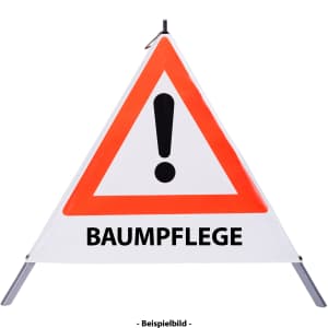 Faltsignal - Gefahrenstelle mit Text: BAUMPFLEGE