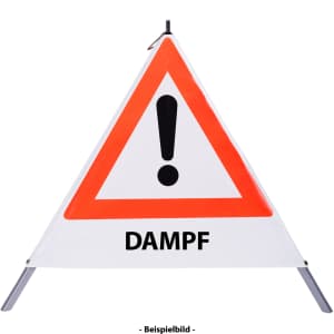 Faltsignal - Gefahrenstelle mit Text: DAMPF