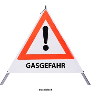Faltsignal - Gefahrenstelle mit Text: GASGEFAHR