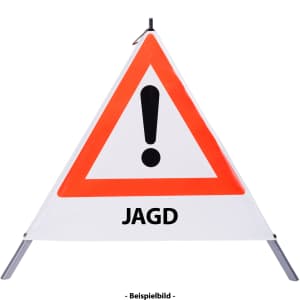 Faltsignal - Gefahrenstelle mit Text: JAGD